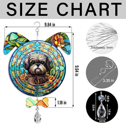 Shih Tzu Dog Ears Wind Spinner, Shih Tzu Wind Spinner Hanging for Yard and Garden