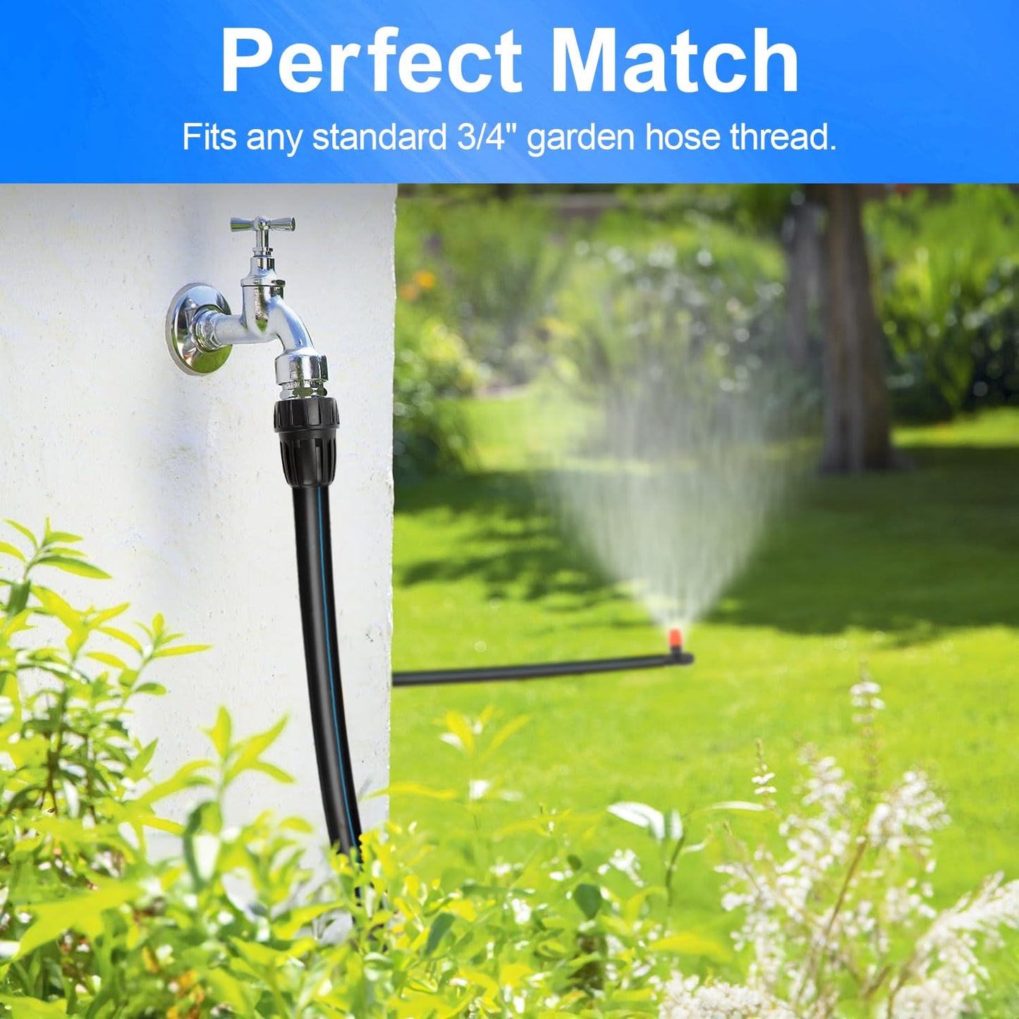 Universal 3/4 Inch Female Pipe Thread to 1/2 Inch Drip Irrigation Tubing Adapter, 8 Pack 1/2 In. Barbed Drip Line x 3/4 In. Faucet PVC Adapter Connect 3/4" FHT Garden Faucet Hose Bibb