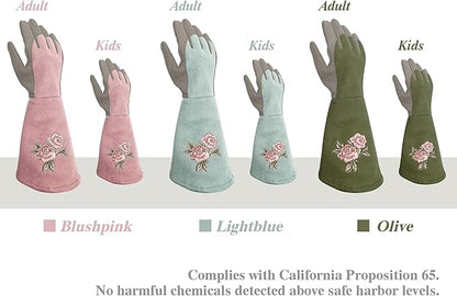 Rose Pruning Gloves Thorn Resistant, Embroidery Gardening Gloves with Extra Long Forearm Protection