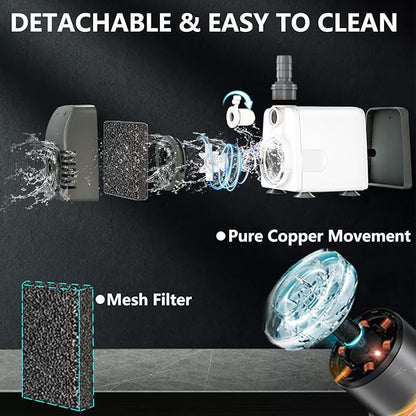 880GPH Submersible Water Pump, Pond Pumps with Over Heating Protection Adjustable Flow Rate Desin 6.5ft High Lift for Fountains, Hydroponics, Ponds, Aquariums & More