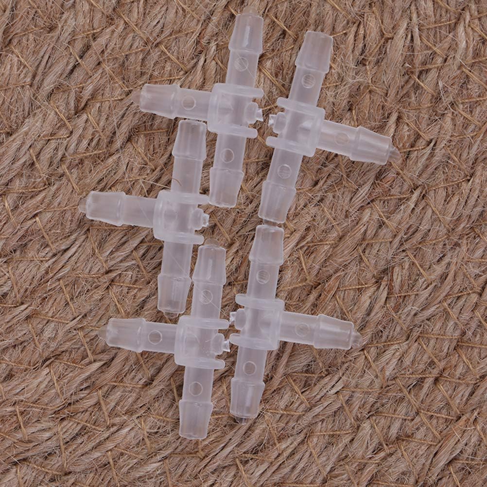 10 Sets White Drip Emitters with 3-Way Connector Curved Arrow Dripper Potted Plants Bend Sprinklers Garden Automatic Irrigation System for 4/7mm Hose Patio Watering Cooling Irrigation Kit