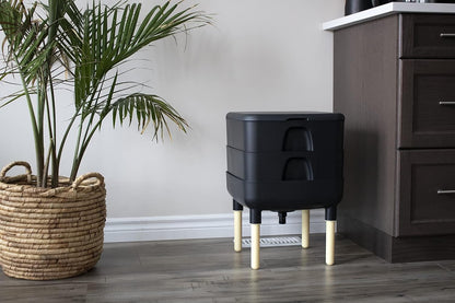 FCMP Outdoor - The Essential Living Composter, 2-Tray Worm Vermicomposter Bin (HF-LC4000v2-BLK) Black
