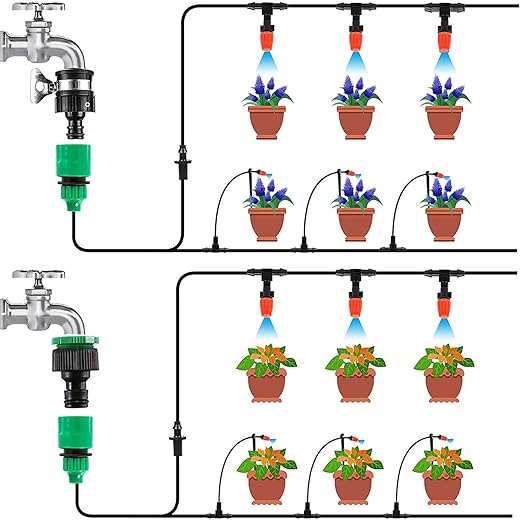 Drip Irrigation System, 164FT/50m Garden Irrigation System 1/4, Blank Distribution Tubing Watering Drip Kit Automatic Irrigation Equipment for Garden Greenhouse, Patio, Lawn