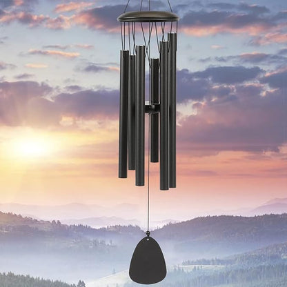 Aluminium Wind Chimes 26 Inches to Create a Zen Atmosphere Suitable for Outdoor, Garden, Patio Decoration. Classic Black Wind Chimes with Wind Catcher Suitable as A Gift for Unisex
