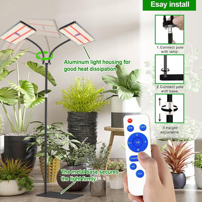 yadoker Grow Light for Indoor Plants,572 LEDs Full Spectrum Standing Plant Grow Light with 4/8/12H Timer,10-Level Brightness, 51" Adjustable,Flow Grow Lamp for Tall Large Indoor Plants