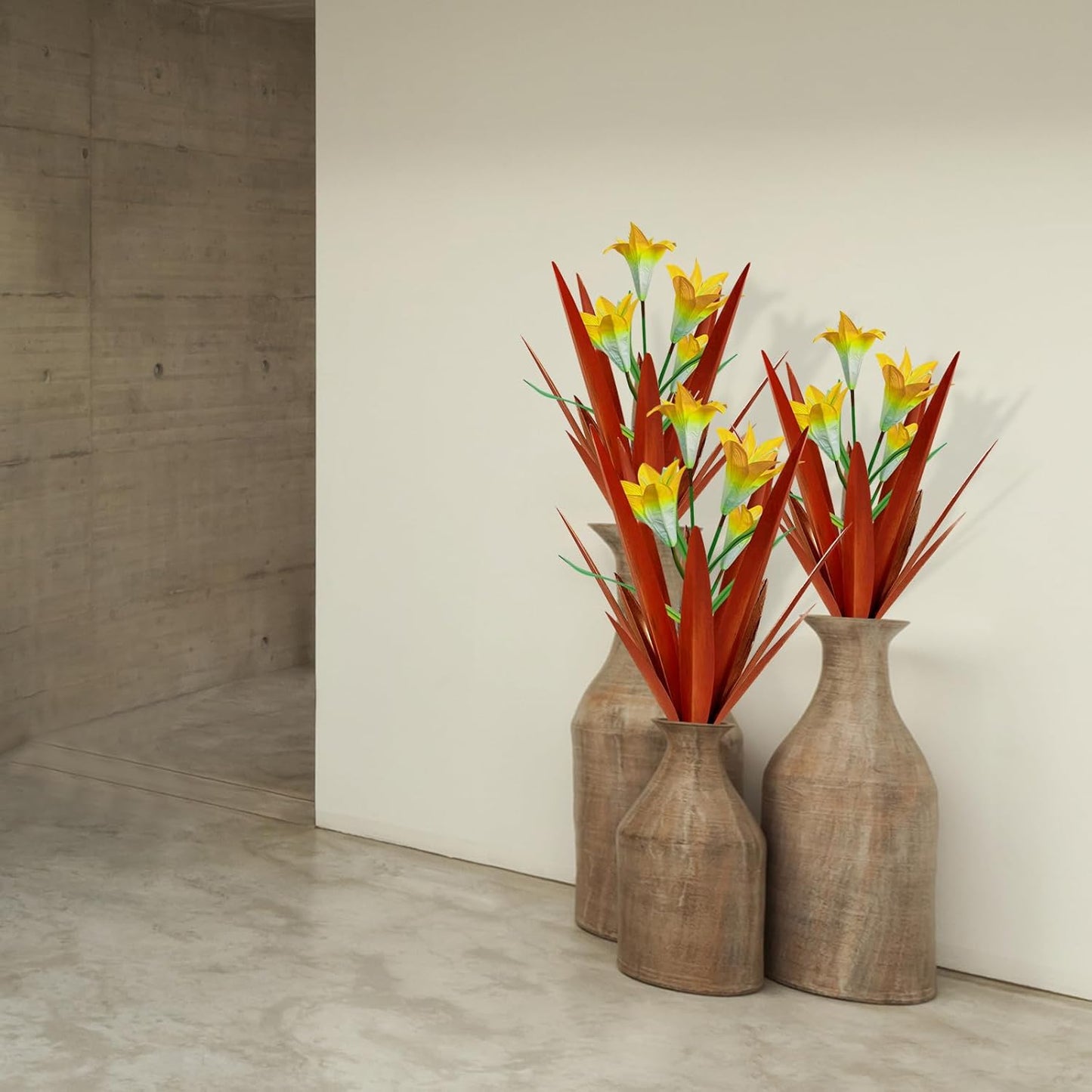 Homight Metal Agave Plant Outdoor Decoration Lily Mexican Yard Art Garden Gift Home Decor Hand Painted Metal Agave Garden Yard Statue, Outdoor Lawn Ornaments(3 Big Yellow Lilies)