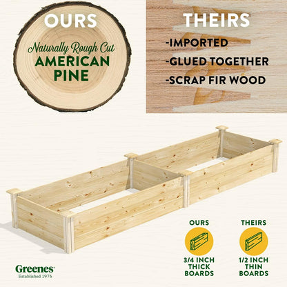 Greenes Fence Original Pine Raised Garden Bed, 2' x 8' x 10.5" - Made in USA with American Pine