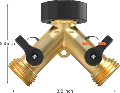 Twinkle Star Garden Hose Splitter 2 Way, Y Connector Brass Garden Hose Adapter