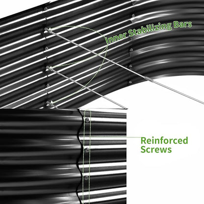 Land Guard 6x3x1.5ft Galvanized Raised Garden Bed Kit, Metal Planter Boxes Outdoor, Oval Metal Raised Garden Bed for Vegetables, Flowers (Dark Gray)