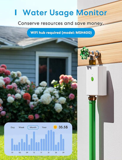 meross WiFi Water Hose Timer, Smart Sprinkler Timer with Brass Inlet & Outet, Work with Apple Homekit, Alexa & Google Assistant, Water Valve for Lawn, Garden, Yard and Pool, WiFi Hub Required