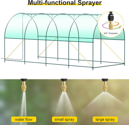 Greenhouse, 15’x7’x7’ Upgraded Walk-in Greenhouse with Spraying System, Heavy Duty Tunnel Green House with 6 Ventilated Mesh Windows & Zippered Roll-up Door, Large Plant Garden Hot House Outdoor