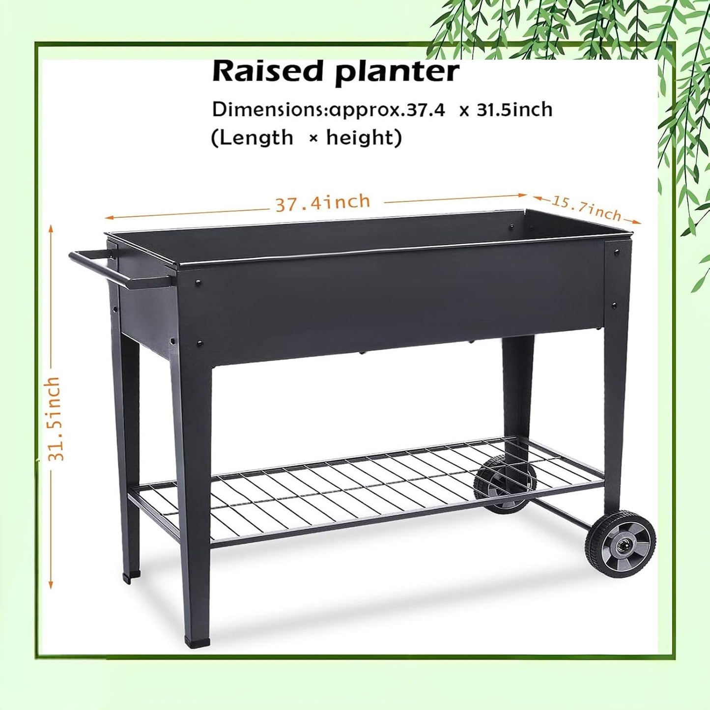 Raised Planter Box with Legs Outdoor Elevated Garden Bed On Wheels for Vegetables Flower Herb Patio