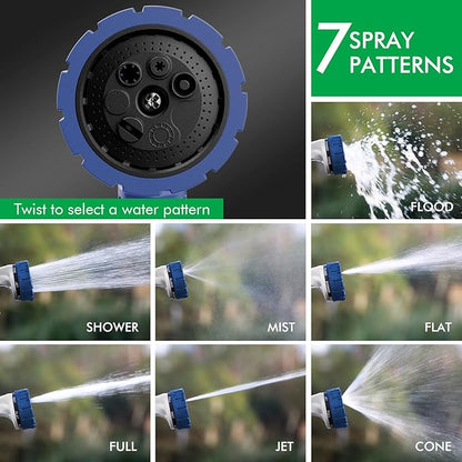 RESTMO Heavy Duty Hose Nozzle, Metal Garden Water Hose Sprayer with 7 Watering Patterns, Thumb Control, On Off Valve, High Pressure Nozzle Sprayer for Watering Plants, Car and Pet Washing, Blue