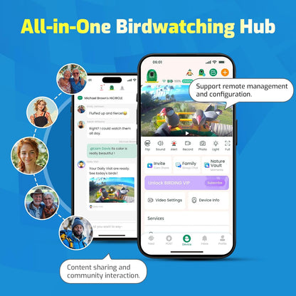 Smart Bird Feeder with Camera, Dual Seed Chambers & Spill Resistant, Solar-Powered HD Birdhouse with Camera Free AI Birds Species Recognition, Real-Time App Alerts – Ideal Gift for Bird Lovers, Blue