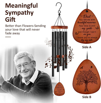 Memorial Gifts for Loss of Dad,Memorial Wind Chimes 25'', Bereavement Gifts for Loss of Father, Home Decor Outdoor Garden, Soothing Melodic Tones with Mute Option