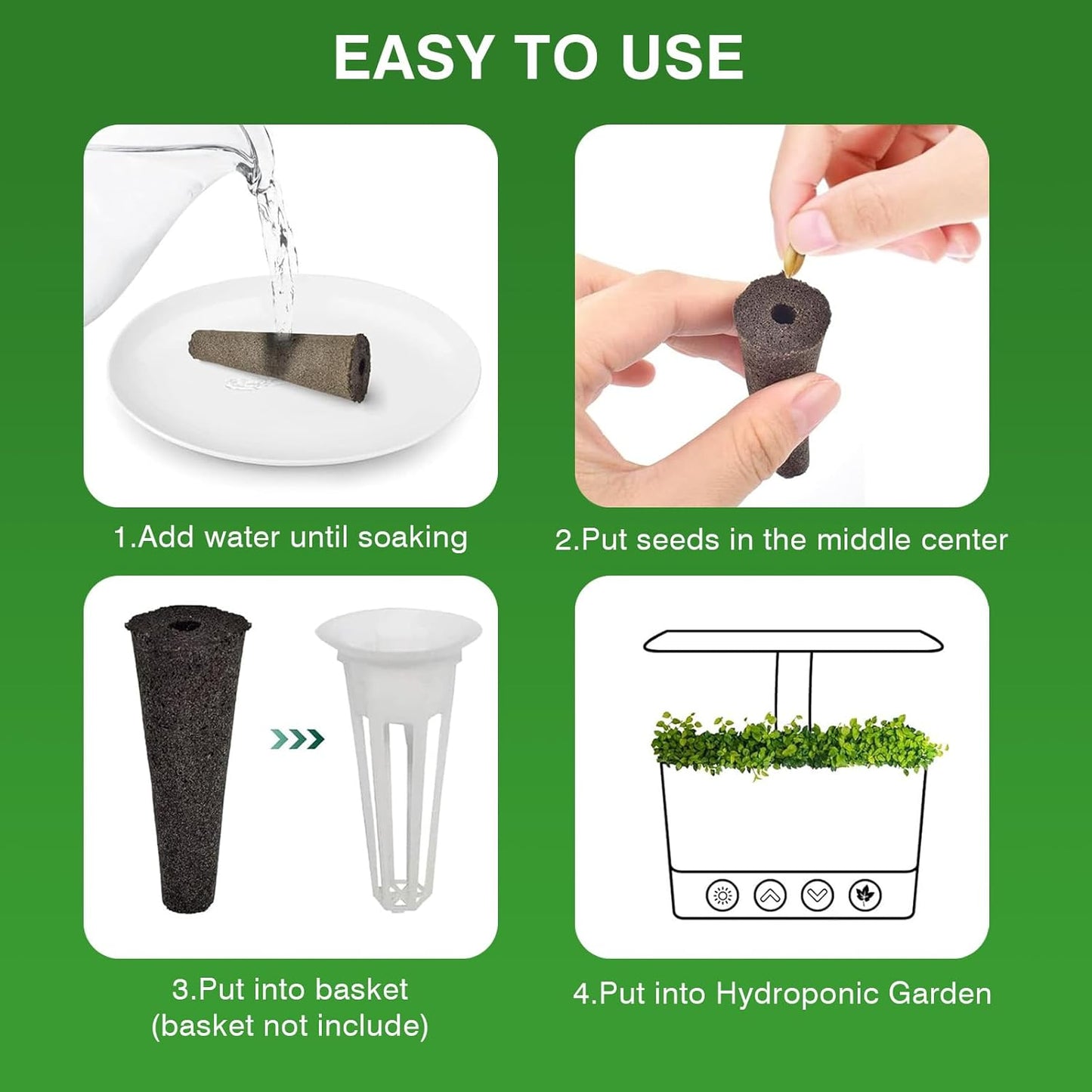 250 Pack hydroponic Pods Compatible with AeroGarden，Replacement Root Grow sponges for hydroponics Growing System