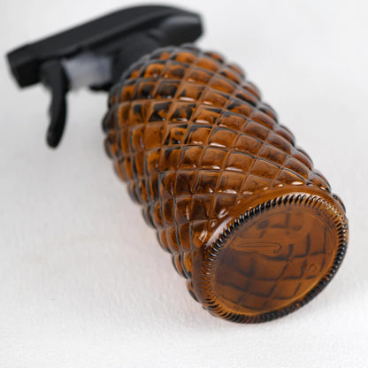 12Oz Glass Plant Spray Bottle, Gem Pattern Glass Sprayer, Watering Can with Black Plastic Top Pump, Handheld Watering Can for Indoor Outdoor Potted Plants and Greenery (Amber)