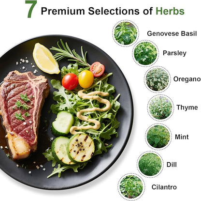 Gourmet Herbs Seed Pod Kit for AeroGarden, iDoo, Ahopegarden, MUFGA Hydroponics Garden with Basil, Parsley, Thyme, Mint, Cilantro, Dill, Oregano - Compatible with All Hydroponics (7-Pod)