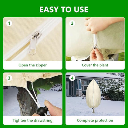 Plant Covers Freeze Protection, 4 Pack Round Frost Blankets for Outdoor Plants (32"x48") – Winter Plant Covers, 2.4oz/yd² Frost Cloth Plant Protection for Trees, Shrubs & Potted Plants