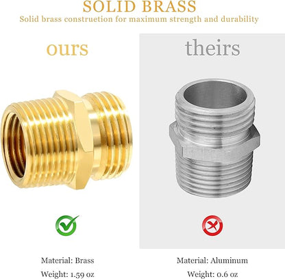 TAROSE 2 Pack Brass Garden Hose Adapter, Male to Male Hose Connector Adapter, GHT to NPT Adapter Hose Fitting,Brass Garden Hose to Pipe Fittings Connect