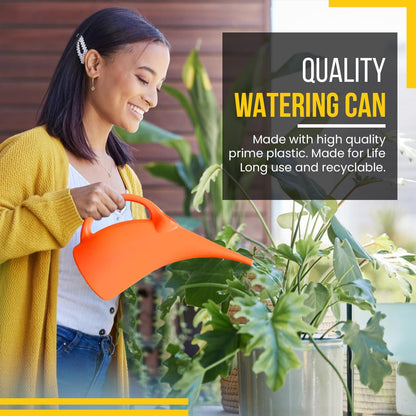 KP KOOL PRODUCTS 1/2 Gallon Watering Can - Small Indoor/Outdoor Plastic Waterer - Orange - 1 Pack