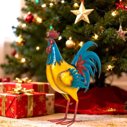 Natelf Rooster Garden Statues Outdoor Decor Metal Chicken Sculpture, Yard Art for Patio, Porch, Backyard-Rustic Farmhouse Decoration Unique Gifts for Mom, Grandma, Garden Lovers