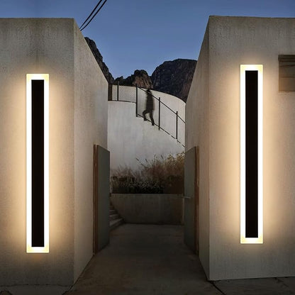 Upgrade Widened 2 Pack Long Outdoor Modern LED Wall Light, 47.2inch Large Black Wall Sconce, 3 Color 3000K/4500K/6000K, IP65 Waterproof, 41W, Exterior Lighting Fixture for House, Fence, Yard, Patio