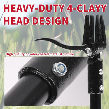 Pro Weed Puller, Heavy-Duty Stand-Up Weed Puller Tool with 45-G Steel Shaft & 2.7" 4-Claw Design - Adjustable 45" Long Handle, Foot Pedal, Effortless Root Removal without Pulling,Bending,Kneeling