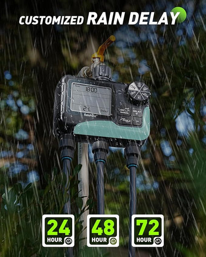 RAINPOINT Sprinkler Timer 3 Zone, Programmable Water Timer for Garden Hose,Hose Faucet Timer, Hose Timers for Watering with Automatic/Manual/Rain Delay/Watering Mode, IP65 Waterproof, Large LCD
