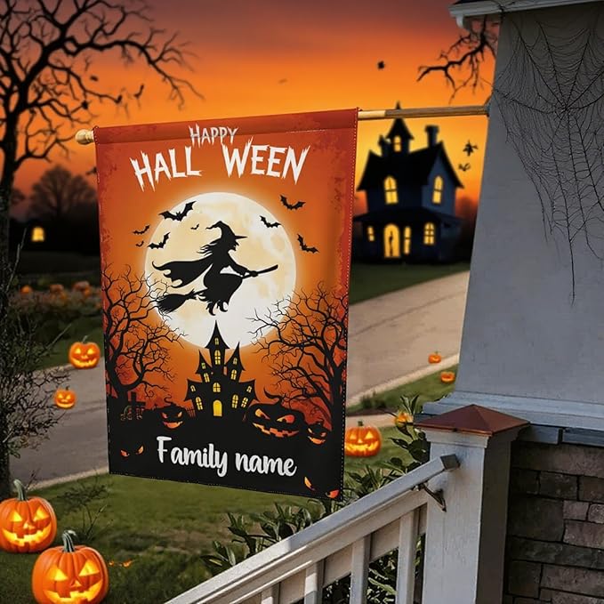 Custom Halloween Garden Flag for Outdoor Personalized Halloween Yard Flags Decor Customized Flag Add Your Own Picture/Text House Lawn Banner Double Sided Home Wall Decoration 12.5x18 28x40