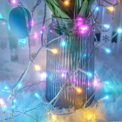 Connectable 200 LED 66FT Christmas String Lights Outdoor Indoor, 66FT Easter Pastel Lights Multicolor Decorations Lights, Waterproof 8 Modes Plug in Twinkle Fairy Lights for Christmas Bedroom Decor