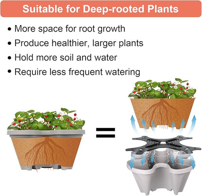 Vertical Planter 5 Tier Stackable Planters Garden Planters Strawberry Herb Flower and Vegetable Planter Indoor Outdoor Gardening Pots with Removable Wheels and Tools