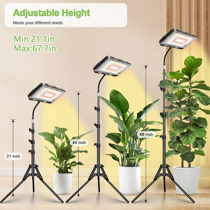LBW Stand Grow Lights for Indoor Plants, Full Spectrum 96 LEDs Plant Grow Light, Upgraded Floor Grow Lamp with Adjustable Tripod Stand 21-68in, On/Off Switch,Ideal for Tall Large Houseplant Growing