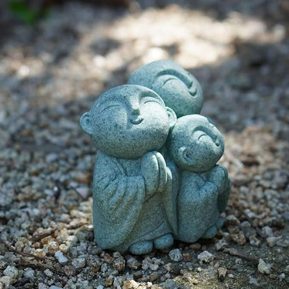 OwMell 3 Japanese Jizo Statue Stone Japanese Buddha Jizo Monk Statue Figurine Memorial Statue Aquarium Decoration Garden Outdoor Ornament 3" - Praying