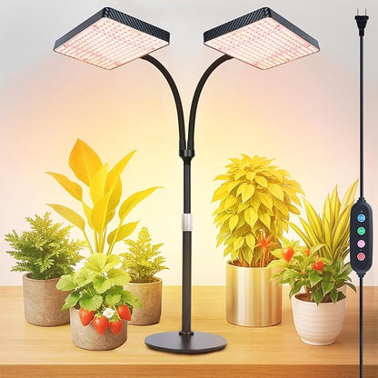 50W Table Top Grow Lights for Indoor Plants, Seed Starting, Bonsai with Timer Auto On/Off, 5000 Lumen Enough Bright Like A Small Sun for Your Jungle, Daisy Chain Function, 16"-24" Height Adjustable
