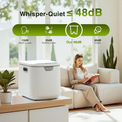 3.3L(Max) Electric Composter for Kitchen, Smart Countertop Compost Bin with Low Noise, Odorless, Auto Self-Cleaning, LED Display, Turns Food Waste to Fertilizer for Home