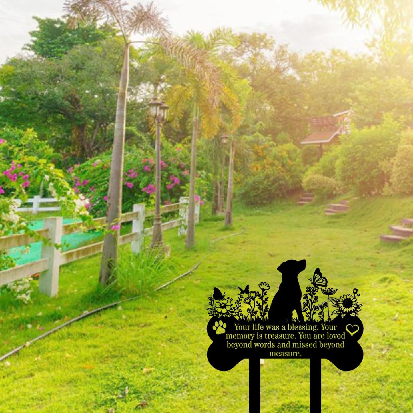 Pet Grave Markers Dog, Metal Pet Metal Memorial Garden Stake, Pets Waterproof Grave Stakes Plaque, Pet Headstone Garden Memorial Graves, Metal Dog Garden Decor 12"