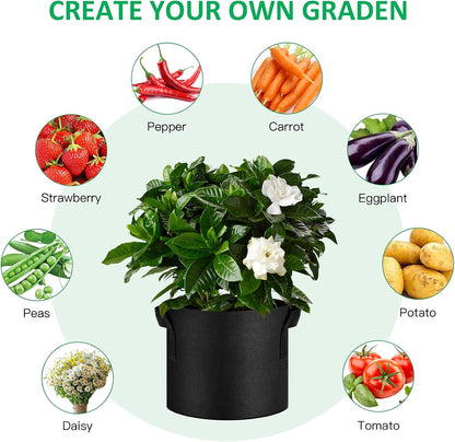 12-Pack 3 Gallon Thickened Non-Woven Grow Bags, Aeration Fabric Pots with Handles