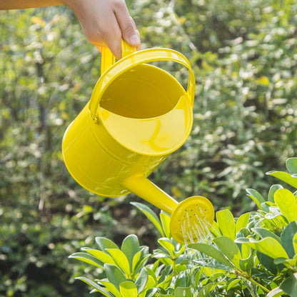 Topadorn Watering Can for Indoor Plants, Outdoor Garden Metal Watering Pot with Handle and Rosehead Modern Style, 11.4”W x 4.72”D x 8.66”H, 55 Oz.,Yellow