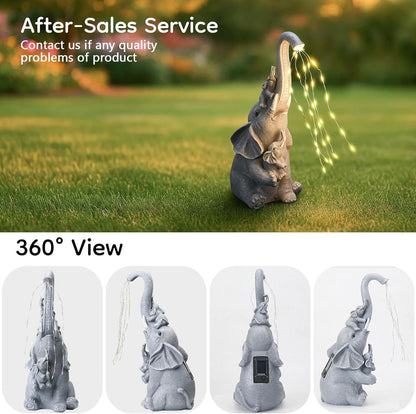 Solar Elephant Garden Statue Decor with Constant LED Lights - Lawn Patio Yard Balcony Lucky Elephant Ornaments,Unique Holiday Housewarming