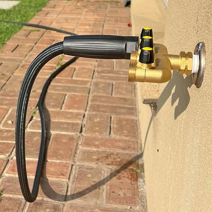 HQMPC Hose Splitter Garden Hose 3 Way Valve Brass Hose Splitter With Solid Long Handle Hose Spigot Splitter 3 Way Valve 3/4" GHT Thread