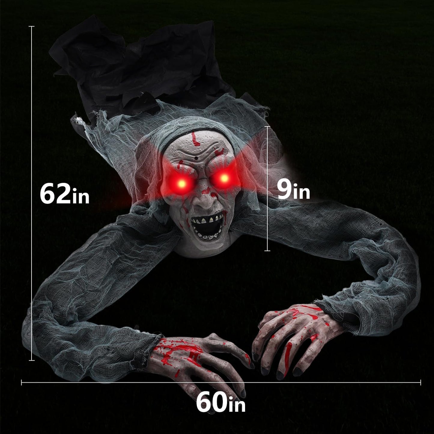 Halloween Light-Up Animated Zombie Groundbreaker with Creepy Sound for Halloween Outdoor,Lawn,Yard,Garden,Patio Decorations