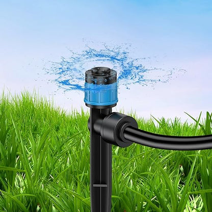 Pawfly 30 Pcs Push-to-Fit Drip Irrigation Emitters with Adjustable 360 Degree Water Flow Irrigation Drippers Drip Emitters Sprinklers with Stake Drip Irrigation System Parts for 1/4 Inch Tubing