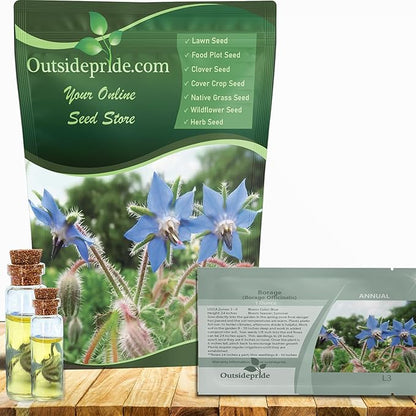 Outsidepride Blue Borage Seeds for Planting – 5 lb. Annual, Drought-Tolerant Herb Seeds with Star-Shaped Blooms, Attracts Bees for Pollinator Gardens, Summer Teas, Decoration & Culinary Use