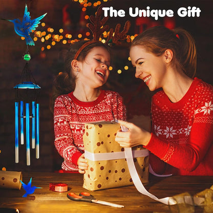 Outdoor Wind Chimes Hummingbird Metal WindChimes Gift for Outside/Indoors, Home, Lawn, Porch, Patio, Garden Decor, Yard Decoration (Bule Hummingbird)