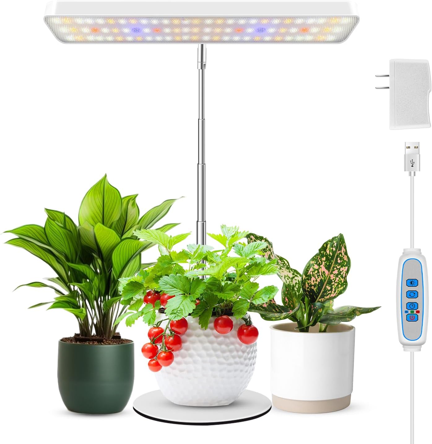 Wiaxulay Grow Light, 78 LED Plant Light for Indoor Plants, Full Spectrum Desktop Growing Lamp with Auto Timer 6/12/16 Hrs, 3 Lighting Modes, 5 Dimmable Levels, Height Adjustable 7.8"-26", 1 Pack