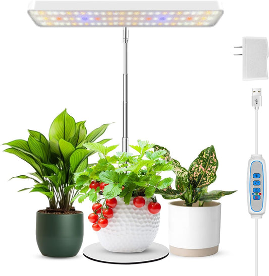 Wiaxulay Grow Light, 78 LED Plant Light for Indoor Plants, Full Spectrum Desktop Growing Lamp with Auto Timer 6/12/16 Hrs, 3 Lighting Modes, 5 Dimmable Levels, Height Adjustable 7.8"-26", 1 Pack