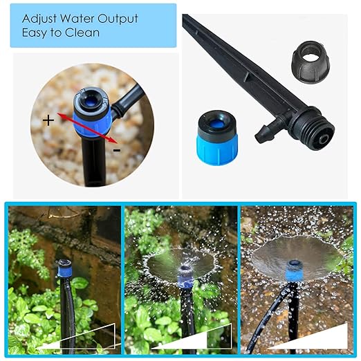 50Pcs Drip Irrigation Emitters with Lock, Adjustable 360 Degree Water Flow Irrigation Drippers for 1/4 inch Drip Irrigation Tubing, Micro Spray Drip System Parts for Garden Irrigation System