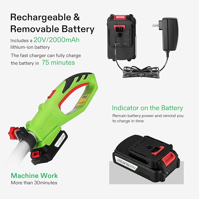 VIVOSUN 20" Cordless Pole Hedge Trimmer, 20V Electric Bush Trimmer with 20” Dual-Action Laser Blade, Adjustable Cutting Head, 0.55" Cutting Capacity, 2.0AH Battery and Fast Charger Included