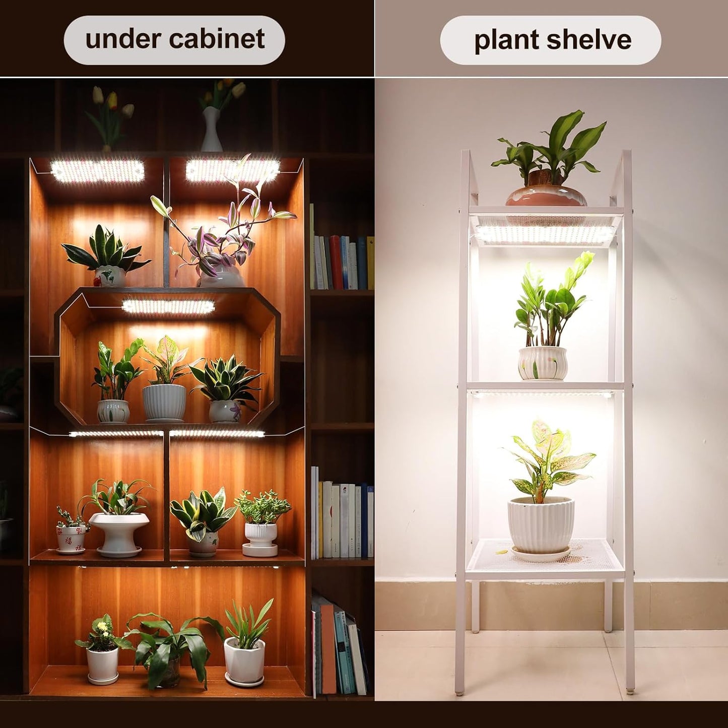 3Pack Flat Panel Grow Lights for Indoor Plants, Seed Starting, Vegetables with 4/8/12 Hr Timer, 30W Full Spectrum LED Plant Growing Lamps for Cabinet/Shelves/Greenhouse, Plug-and-Play, Connect Freely